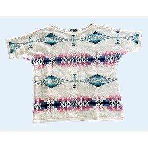 Vintage CHAPS Southwest Inspired Short Sleeve Sweater Size M